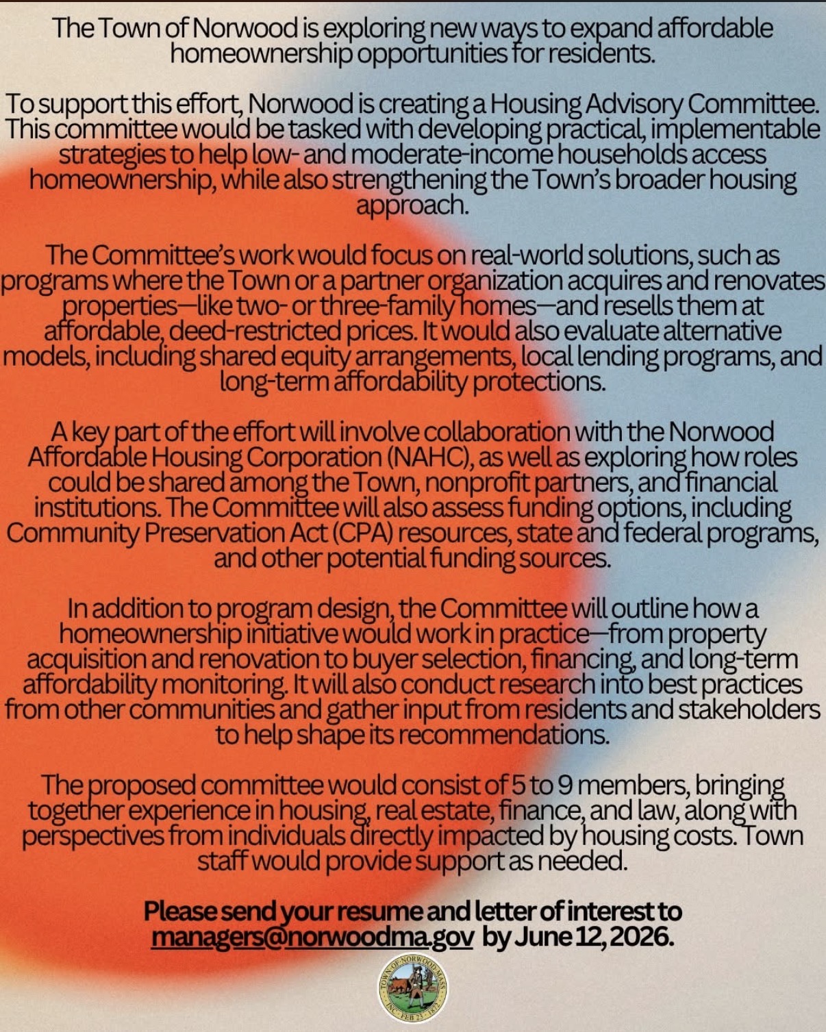 Housing Advisory Committee Notice